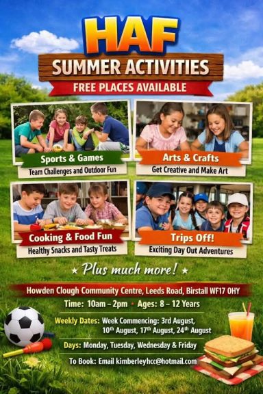 Promotional poster for HAF summer activities, featuring various fun activities and details.